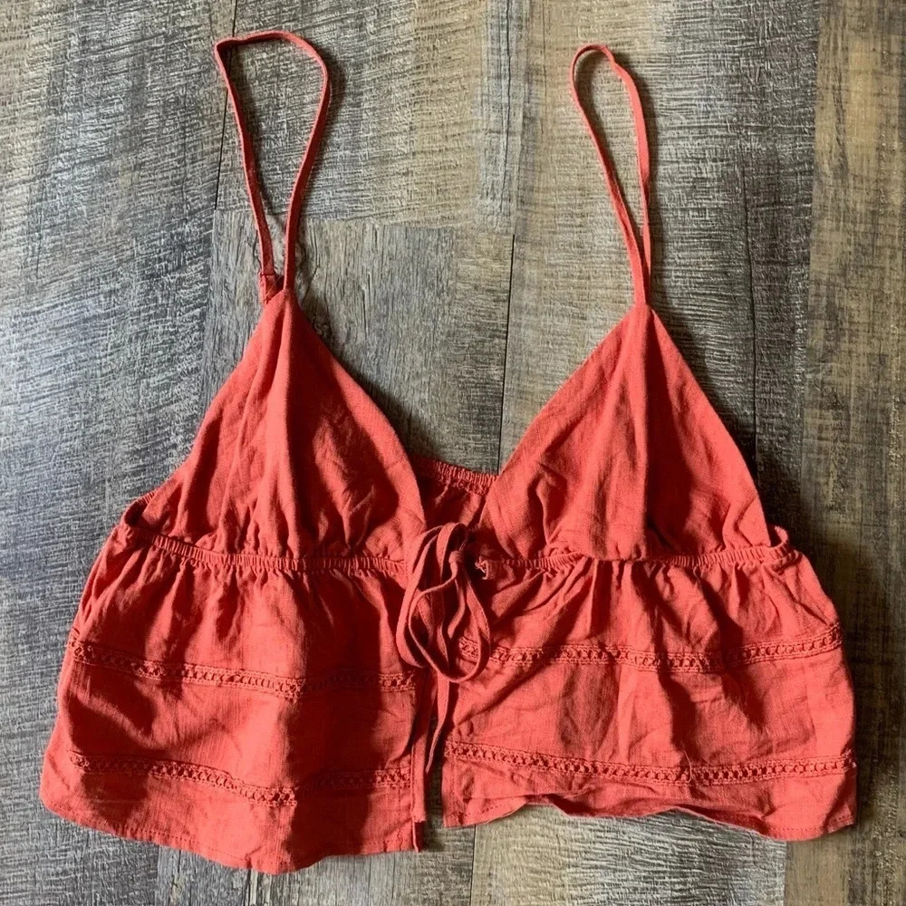 Crop top tie size large boho festival beachy vacation resortwear cruise